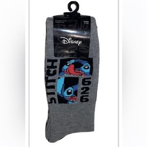 Stitch Disney Crew Socks 2 Pair Men’s 6.5-12 Gray & Blue Experiment 626 Lilo &